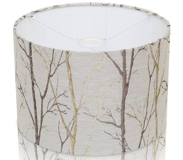 Lampshade Silver Birch Tree Table Lamp Shade Drum Handmade Fabric Fibre Naturelle Burley Cream Grey Brown Modern Woodland UK - image 1