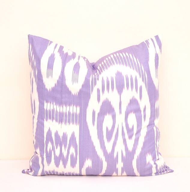 20x20 Blueviolet Ikat Pillow Cover, Uzbek Cotton Cushion - image 1