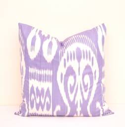 20x20 Blueviolet Ikat Pillow Cover, Uzbek Cotton Cushion - thumbnail 1