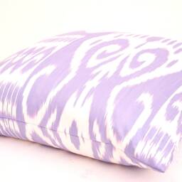 20x20 Blueviolet Ikat Pillow Cover, Uzbek Cotton Cushion - thumbnail 2