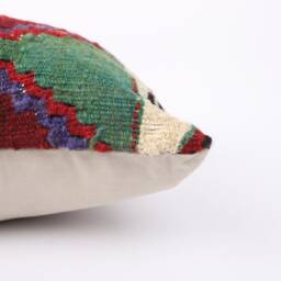 striped Kilim Pillow Cover Turkish Wool Lumbar Pillow, Boho Farmhouse Decor - 12x24 - thumbnail 4