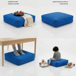 Royal Blue Bean Bag Floor Cushion Square Patio Seat - 60cm - thumbnail 3
