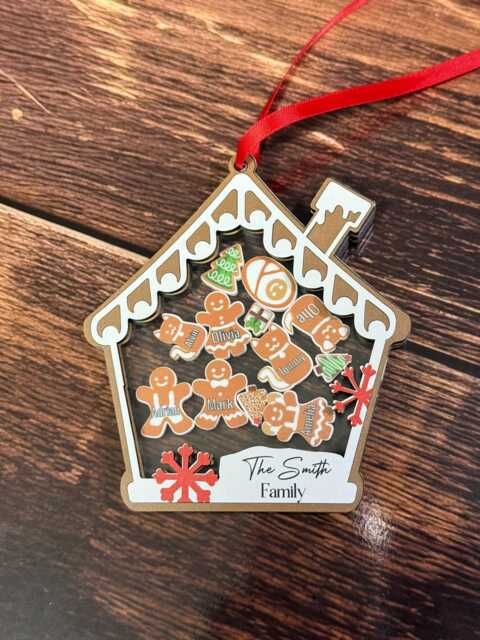 Gingerbread With Christmas Family Ornament 2025, 4D Customised Gift For Christmas, Custom 2025 Shaker Ornament Tree - image 1