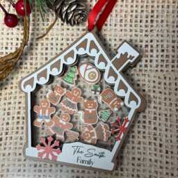 Gingerbread With Christmas Family Ornament 2025, 4D Customised Gift For Christmas, Custom 2025 Shaker Ornament Tree - thumbnail 2