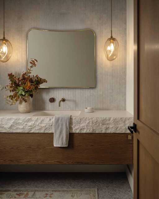 Handcrafted Curved Brass Rectangular Mirror - Modern Vanity - image 1