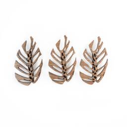 Wooden Monstera Leaf Plant Wall Clips - Set Of 3 - thumbnail 3