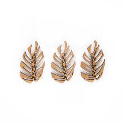 Wooden Monstera Leaf Plant Wall Clips - Set Of 3 - thumbnail 2