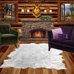 Faux Fur Area Rug - Sheepskin Pelt Shape, Usa Handmade - thumbnail 1