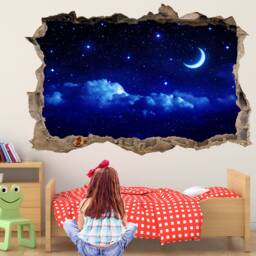 Moon Stars Sky Wall Decal Sticker Mural Poster Print Art Kids Bedroom Home Decor Gr15 - thumbnail 1