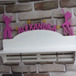 Personalized Dancer Trophy Medal Shelf Gift For Sport Wall Wood Decor Name Holder Custom Rack Hanger Display Case - thumbnail 4