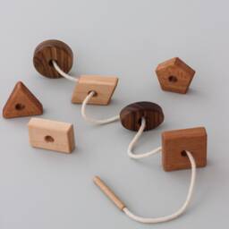 Wooden Lacing Toy With Geometry Shapes Educational Montessori Sensory Toys For Toddler, Fidget Toys, Gifts Kids, Homeschool Natural - thumbnail 2