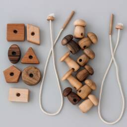 Wooden Lacing Toy With Geometry Shapes Educational Montessori Sensory Toys For Toddler, Fidget Toys, Gifts Kids, Homeschool Natural - thumbnail 4