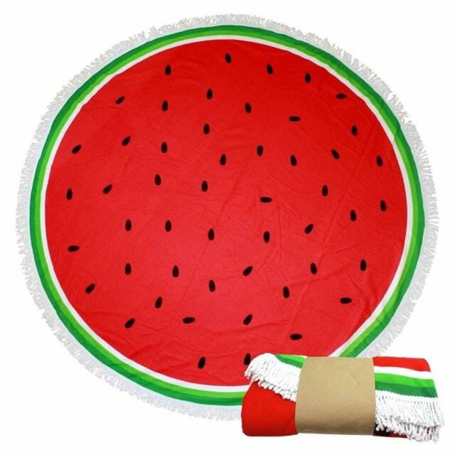 Personalizeable Round Beach Towels - Hamburger/Donut Watermelon Lemon Great For Summer Selfies - image 1