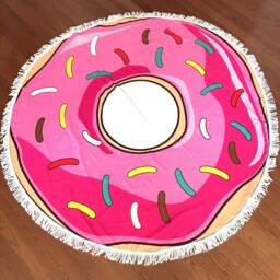 Personalizeable Round Beach Towels - Hamburger/Donut Watermelon Lemon Great For Summer Selfies - thumbnail 3