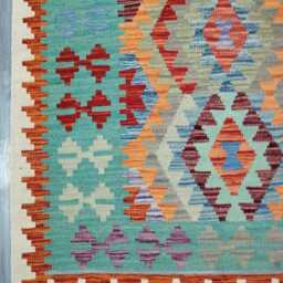Kilim Rug Classic, Handmade Artisan Afghan Turkish, Scandinavian, Navajo, Bohemian Flatweave, Natural Wool 193x152 cm - thumbnail 2