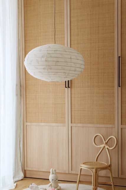 Little Leaf Linen Pendant Light - Charcoal Print Nursery Shade - image 1