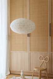 Little Leaf Linen Pendant Light - Charcoal Print Nursery Shade