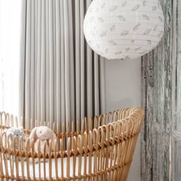 Kids/Nursery Linen Shades - Little Leaf Prints Charcoal On Off-White - thumbnail 3