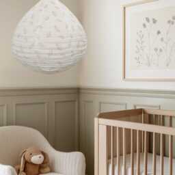 Kids/Nursery Linen Shades - Little Leaf Prints Charcoal On Off-White - thumbnail 2