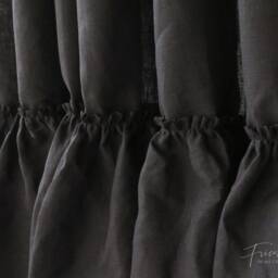Black Linen Curtain, Ruffled Curtain Panel, Tab Top Ruffle Ruffled Linen Shower Curtain - thumbnail 2
