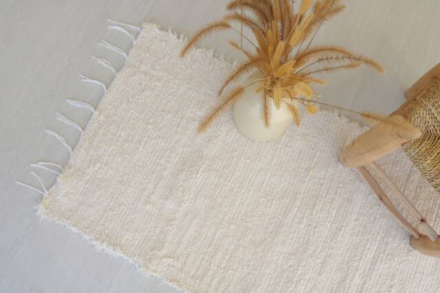 Runner Rug 200 cm Cream Rug, Floor Kitchen Handwoven Cotton Machine Washable Bathroom Rag Bedroom Rug - image 1