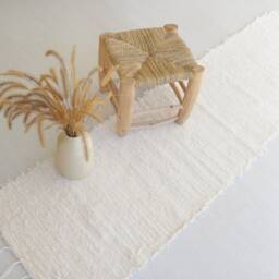 Runner Rug 200 cm Cream Rug, Floor Kitchen Handwoven Cotton Machine Washable Bathroom Rag Bedroom Rug - thumbnail 3