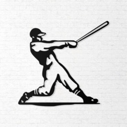 Laser Cut Metal Baseball Player Wall Art Home Decor - thumbnail 2