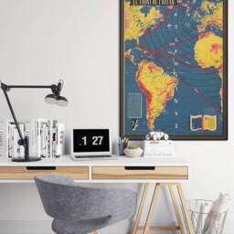 Wwii Atlantic Map Poster Vintage Military Wall Art - thumbnail 3