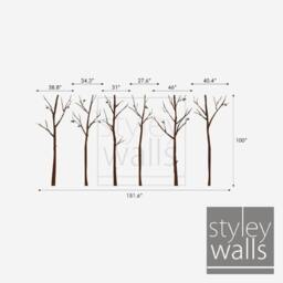 Thin Birch Trees Wall Decal, Forest & Birds Winter With Home Decor, Nursery Baby Room Decal - thumbnail 3
