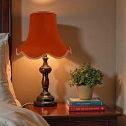 Terracotta Fabric Lampshade Handmade, Rope Braid Trim, UK Crafted - thumbnail 3