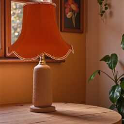 Terracotta Fabric Lampshade Handmade, Rope Braid Trim, UK Crafted - thumbnail 2