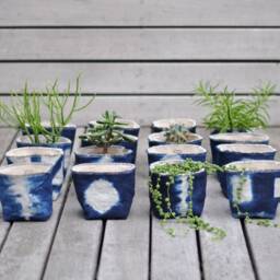 Shibori Indigo Fabric Pot, 4 - thumbnail 4