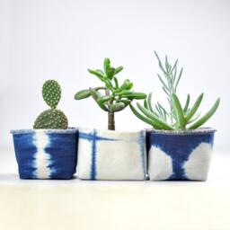 Shibori Indigo Fabric Pot, 4 - thumbnail 2