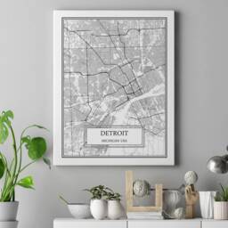 Detroit City Map Detailed Wall Art Print Poster Canvas Gift Decor Usa - thumbnail 2