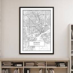 Detroit City Map Detailed Wall Art Print Poster Canvas Gift Decor Usa - thumbnail 3