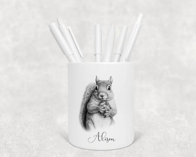 Personalised Pencil Drawing Sketched Squirrel Pot, Ideal Gift, Birthday - image 1