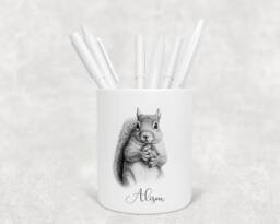 Personalised Pencil Drawing Sketched Squirrel Pot, Ideal Gift, Birthday - thumbnail 1