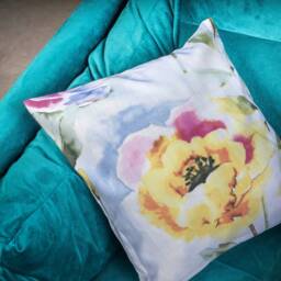"Boho/Shabby Watercolour Cushion Covers - Delicate Floral Linen Fabric 14""/16""/18" - thumbnail 2