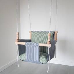 Linen Baby Swing Boho Nursery Decor, Indoor Outdoor Hanging Chair - thumbnail 2