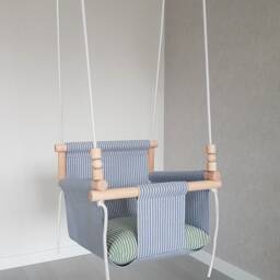 Linen Baby Swing Boho Nursery Decor, Indoor Outdoor Hanging Chair - thumbnail 3