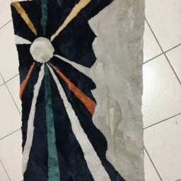 Beautiful Cream & Blue Sheepskin Mat Luxury Rug - thumbnail 2
