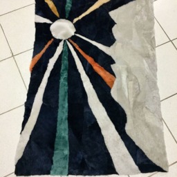 Beautiful Cream & Blue Sheepskin Mat Luxury Rug - thumbnail 3
