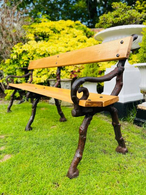 Garden Park Memorial Bench Cast Iron Oak - image 1