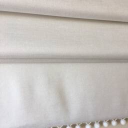 Custom Cotton Roman Shade With Pom Trim, Winter White - thumbnail 2