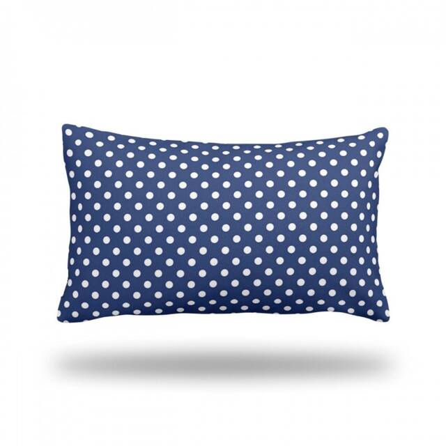 "Polka Dots On Dark Blue - Decorative Throw Pillow, Pillow Cover, Case Rectangle 13"" X 22" - image 1