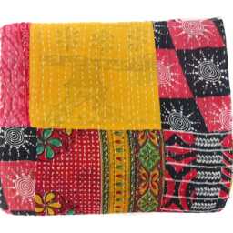 Kantha Quilt Indian Cotton Bedspread Blanket Bedding , Bed Cover, Sofa Throw , Gardern Decor - thumbnail 3