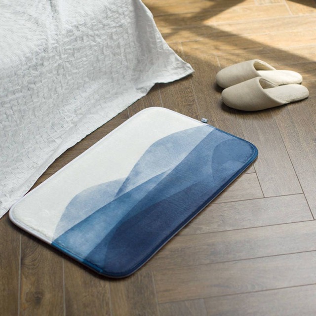 Indigo Ink Wash Memory Foam Bath Mat Non-Slip Velvet Rug - 16x24-Inch - image 1