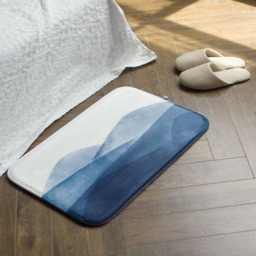 Indigo Ink Wash Memory Foam Bath Mat Non-Slip Velvet Rug - 16x24-Inch