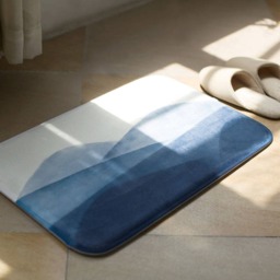 Indigo Ink Wash Memory Foam Bath Mat Non-Slip Velvet Rug - 16x24-Inch - thumbnail 2