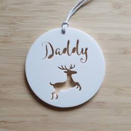 Personalised Wood Christmas Decoration-Jumping Reindeer Design-Ornament-Christmas Tree-Gift-Christmas Gift-Wooden-Teachers Gift - thumbnail 2